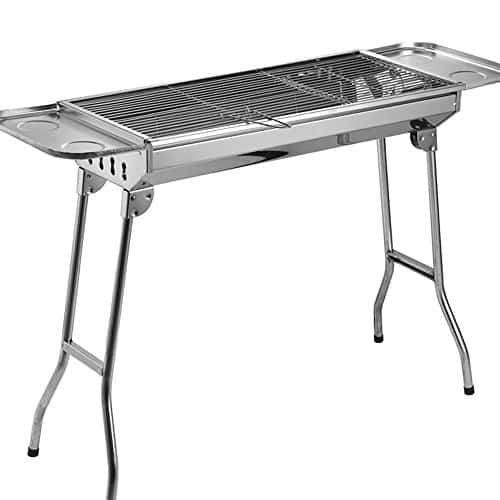 Sunjas Barbacoa plegable Asador al Aire Libre Parrillada de Acero Inoxidable - Color Plata (74×33